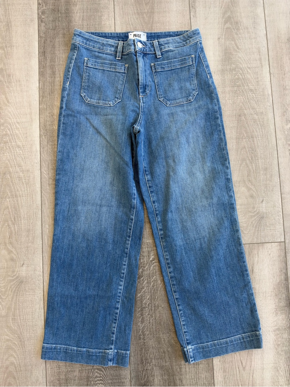 PAIGE Women's Blue Relaxed Wide-Leg Jeans